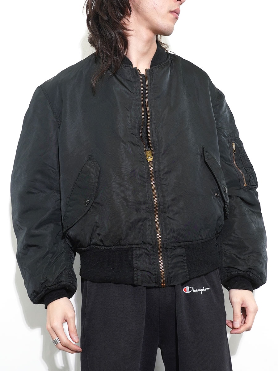 USA製 ALPHA INDUSTRIES MA-1 フライトジャケット ブラック 表記(LARGE