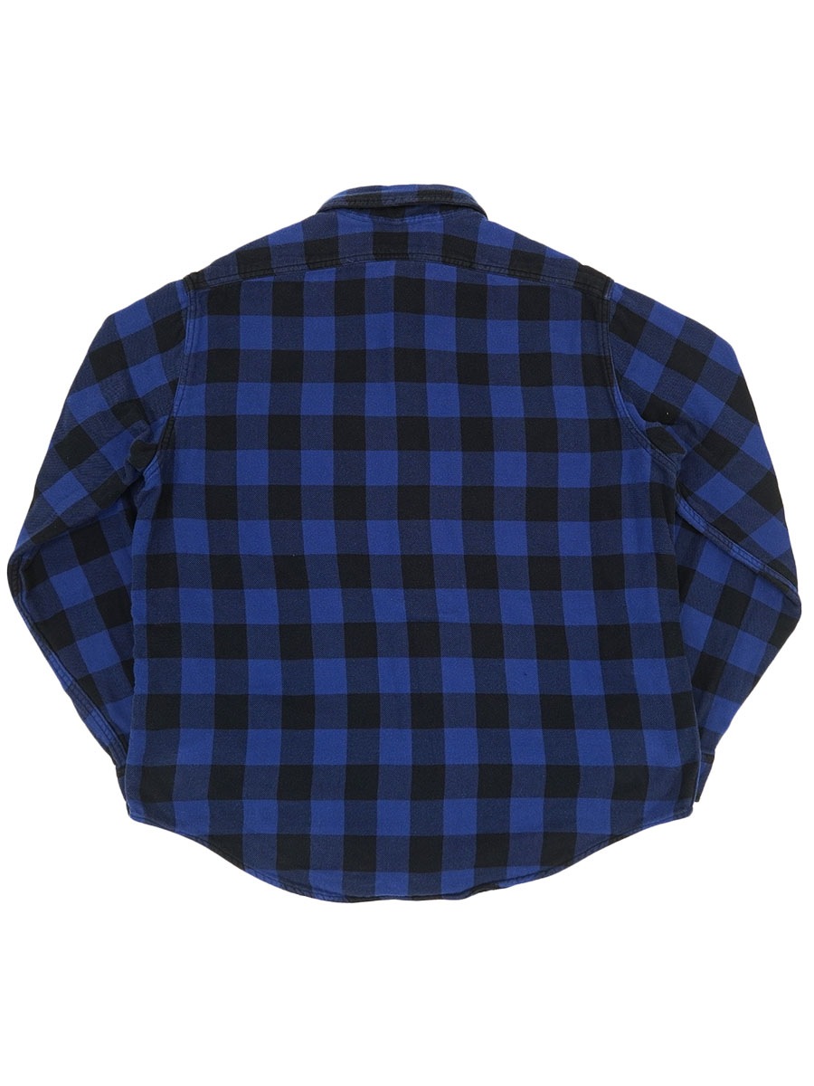 【L】RRL ブルー×ブラック チェックシャツ ラルフローレン ラルフローレン 青黒ブロックチェック 100%コットン チンスト