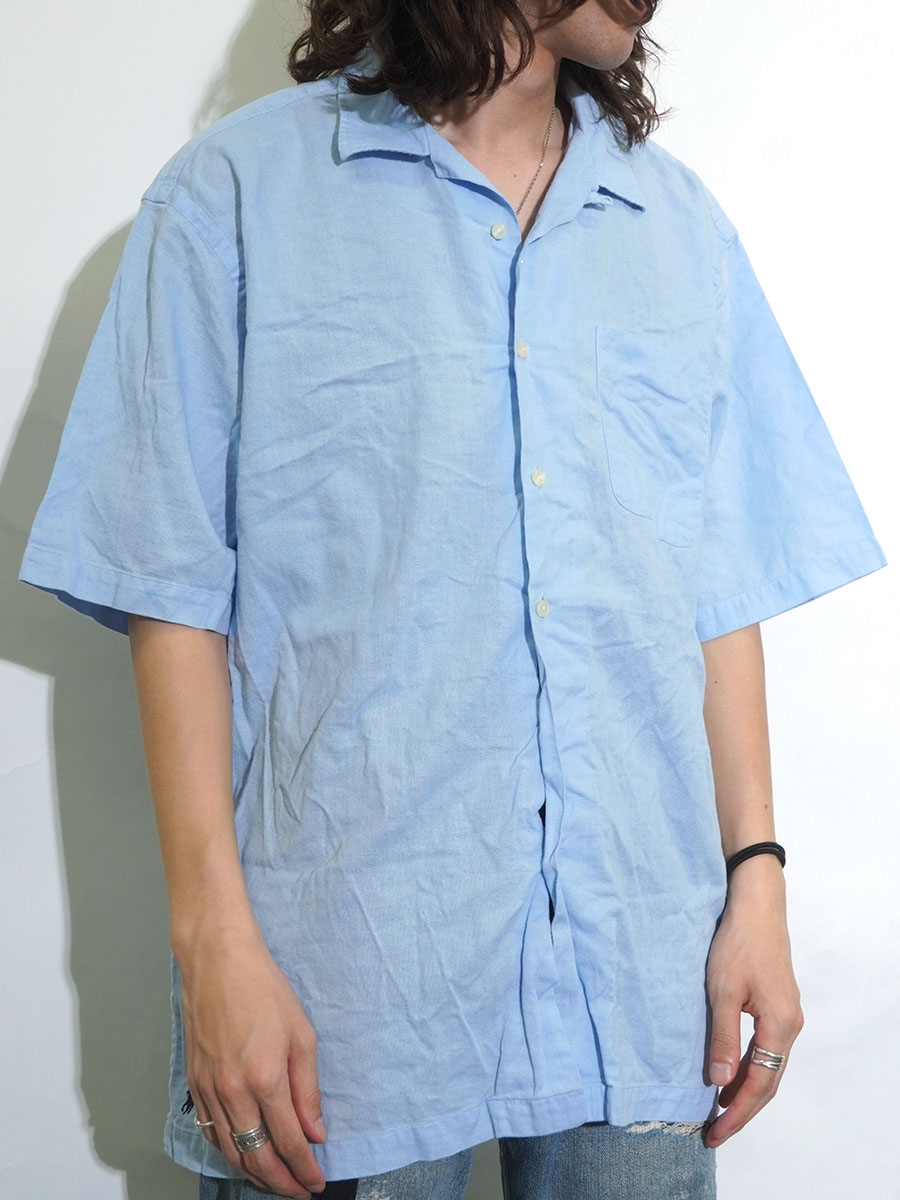 RALPH LAUREN CALDWELL 100% COTTON SHORT SLEEVE LOOP COLLAR SHIRT