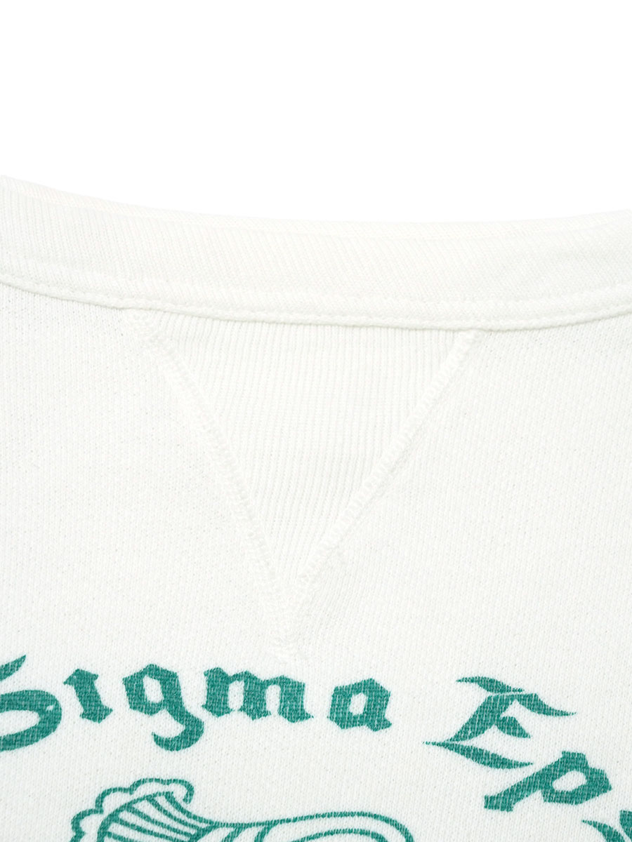 50's ''DELTA SIGMA EPSILON'' 前Vスウェット 染み込みプリント 実寸(M位)