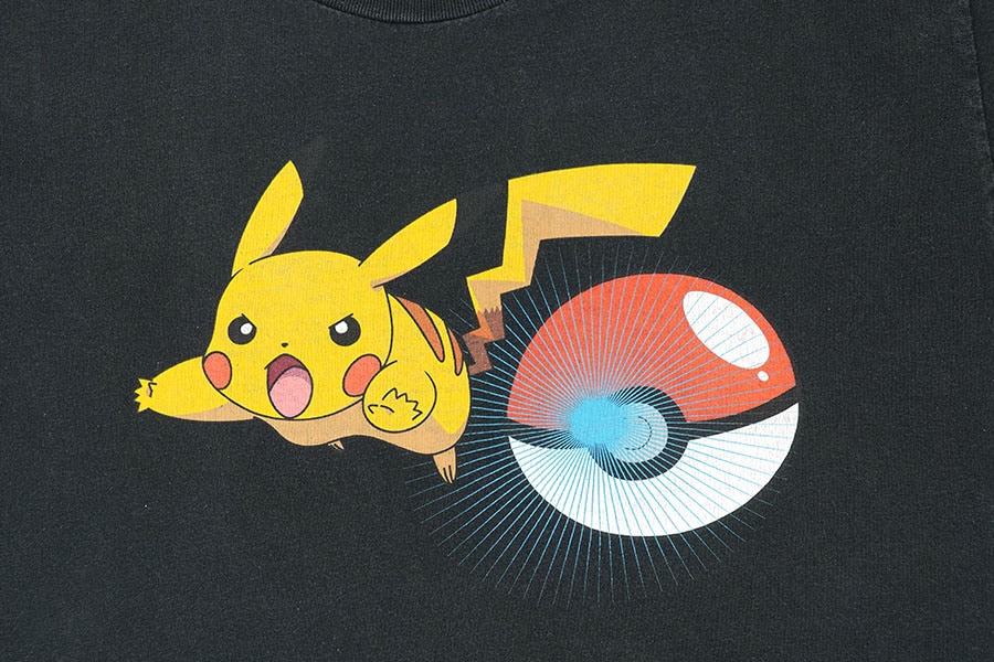 00's～ Pokémon ''ピカチュウ'' プリントTシャツ ブラック 実寸