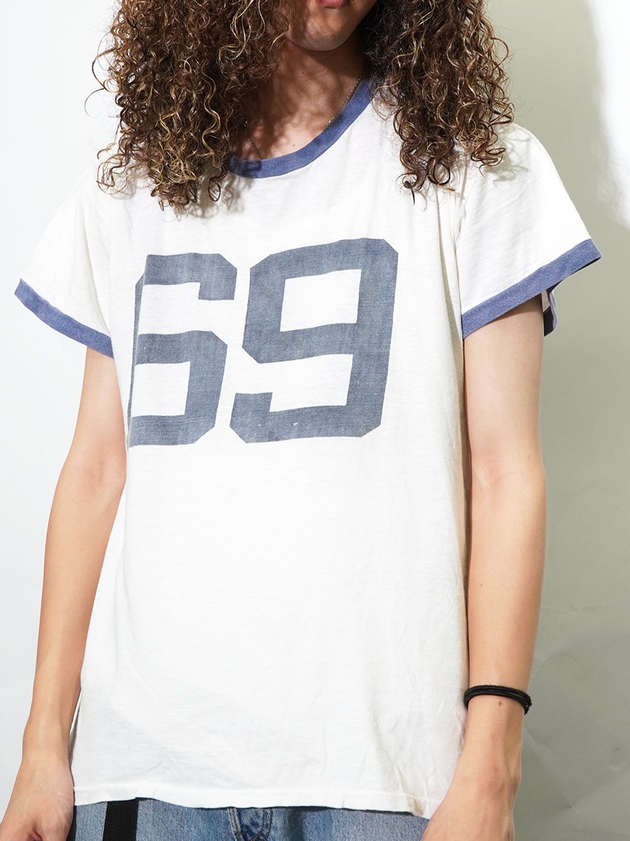 60s 染み込みプリント フットボールTシャツ L - Sixpacjoe Web Shop