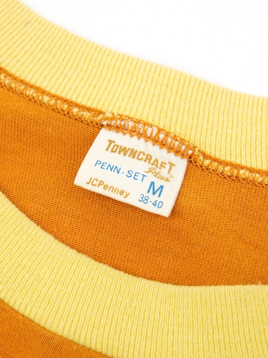 70'S TOWNCRAFT 2 TONE POCKET T SHIRT ORANGE/YELLOW (SIZE.MEDIUM)
