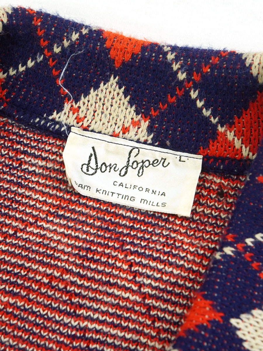 60's～ Don Loger アーガイル柄 ニットカーディガン 表記(L)