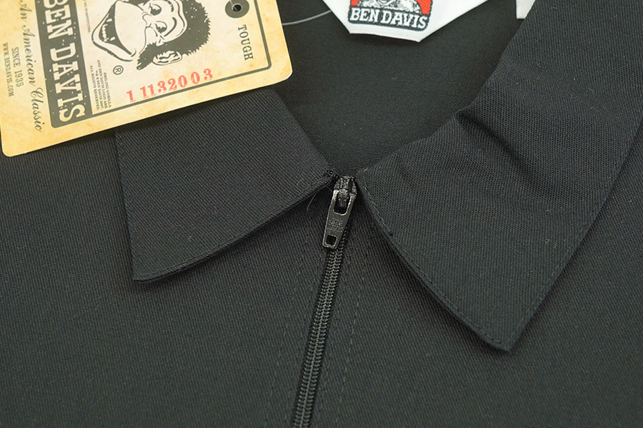 BEN DAVIS HALF ZIP S/S SHIRT BLACK (SIZE. LARGE) NOS | NEW ITEM