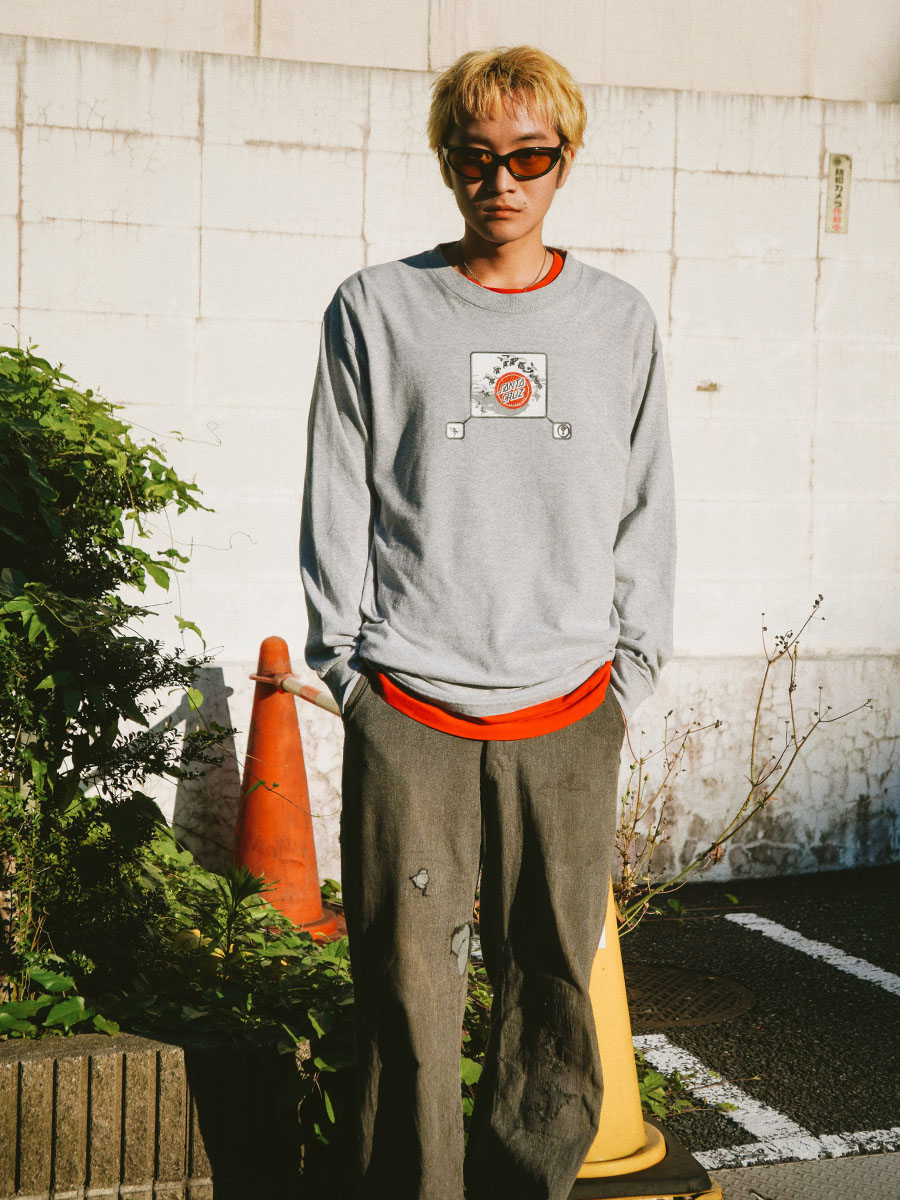 90's NHS ''SANTA CRUZ SNOWBOARDS'' ロングスリーブTシャツ グレー