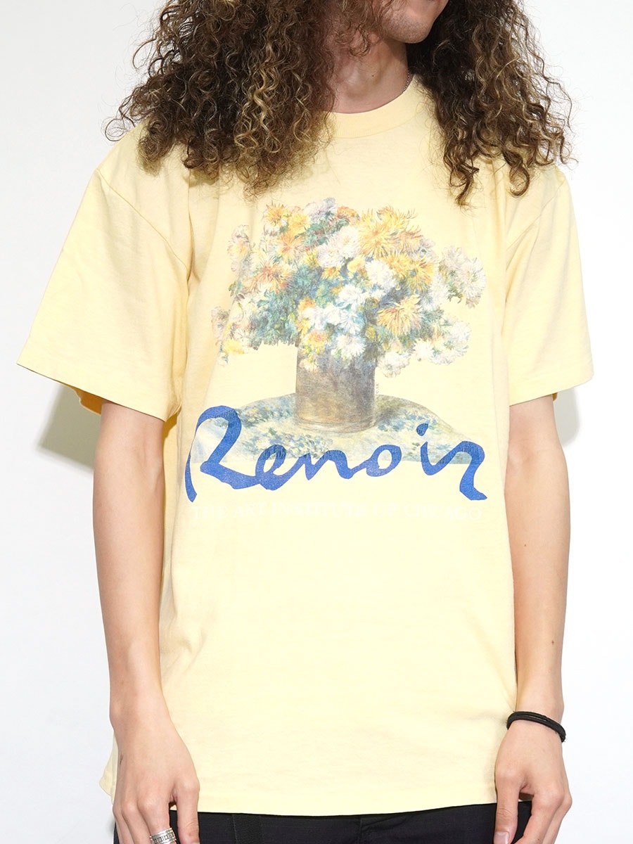 90's～ anvil ルノワール ''Chrysan the mums'' プリントTシャツ
