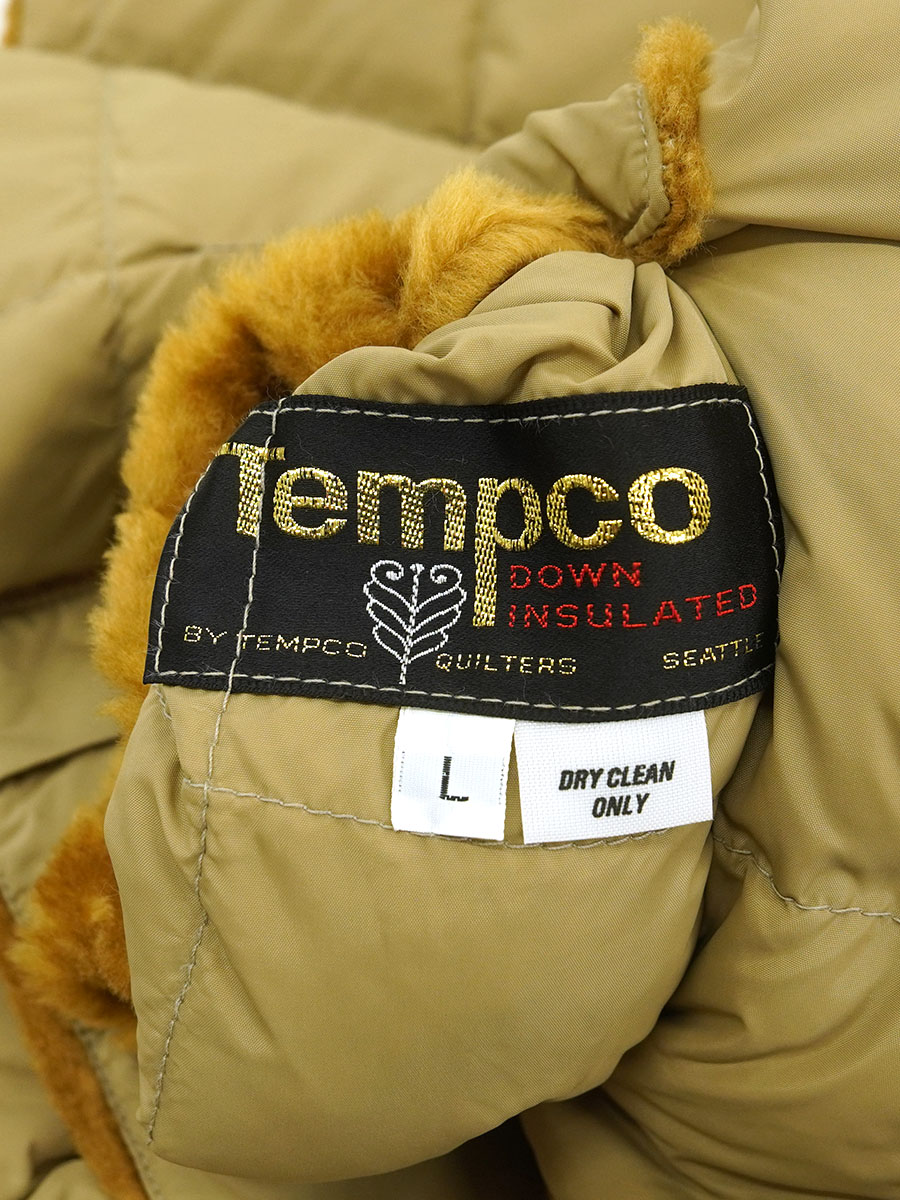 70's Tempco リバーシブル ファー×ダウンベスト ベージュ 表記(L