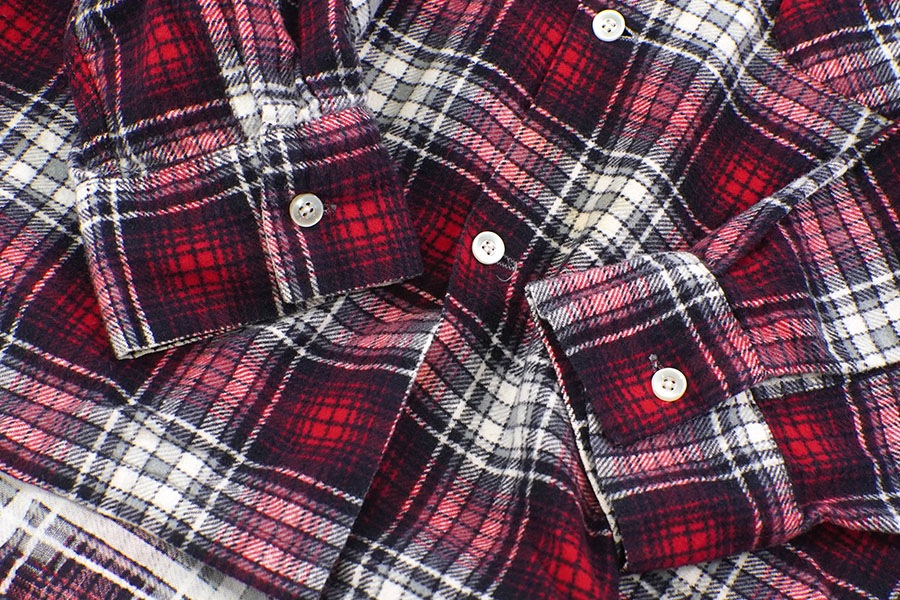 60's Nofade TIMBER-TRAIL 好配色チェック 赤黒白 プリントフランネル