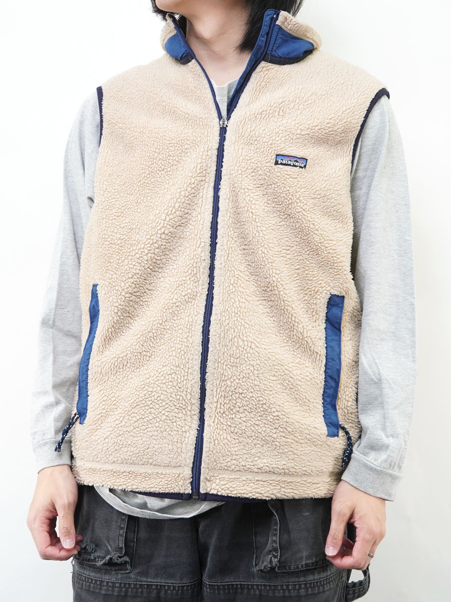 96 パタゴニア レトロXベスト ナチュラル/ストームブルー 表記(XL) USA