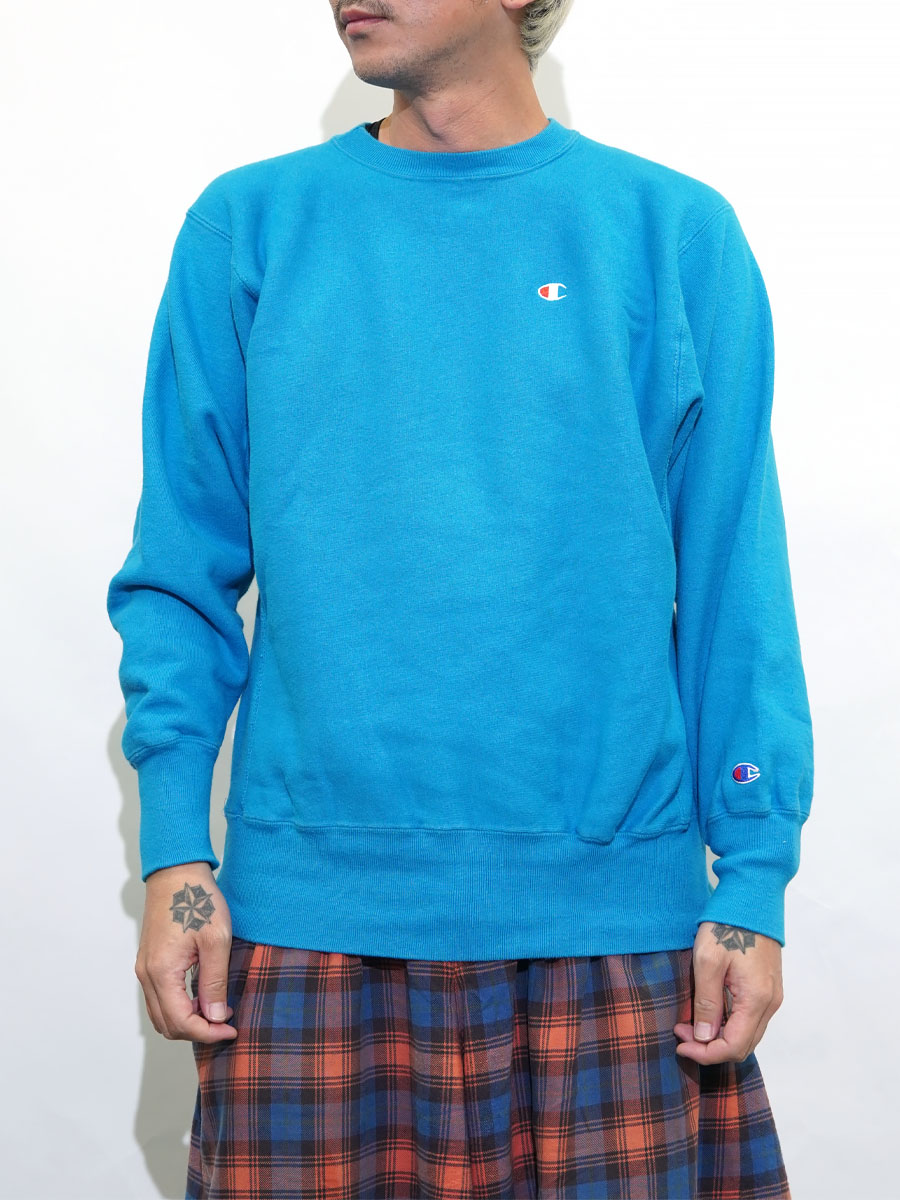 90'S CHAMPION REVERSE WEAVE CRUE PLAIN TURQUOISE (SIZE. LARGE