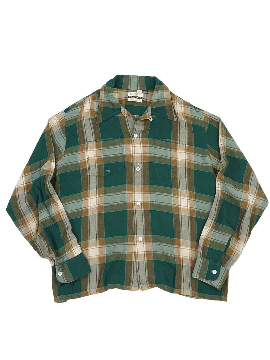 60's 希少！　Packard ループカラー ラグラン L/S レーヨンシャツ 60's～ GRANT-CREST チェック柄 レーヨン ループカラーシャツ 表記(L