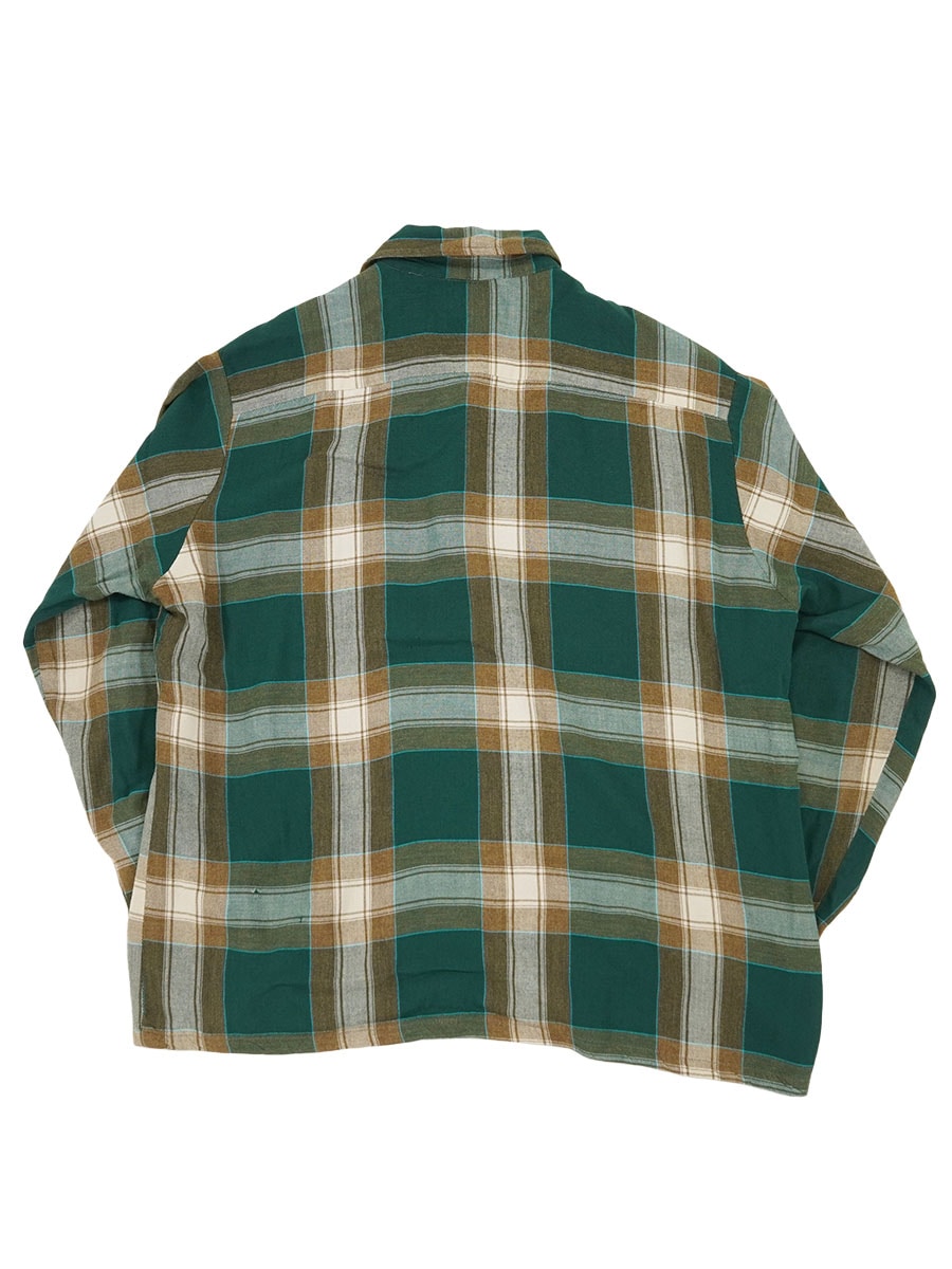 60's～ GRANT-CREST チェック柄 レーヨン ループカラーシャツ 表記(L