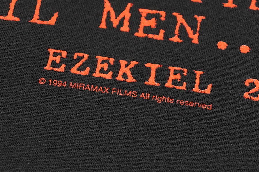 90's Hanes ''PULP FICTION/EZEKIEL 25:17'' 両面プリント ムービーTシャツ ブラック 表記(XL) USA製