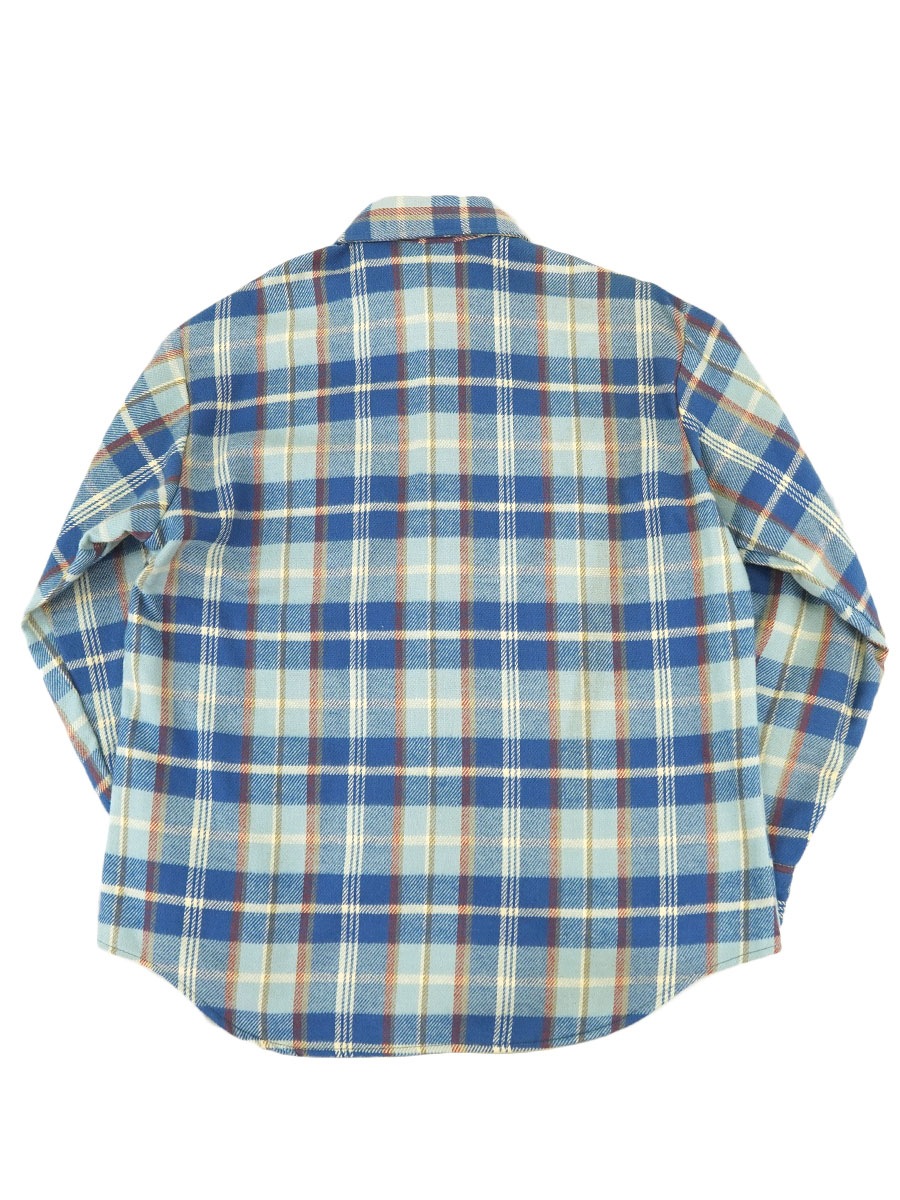 70's 単色タグ BIG MAC ブルーベースチェック フランネルシャツ 表記(L