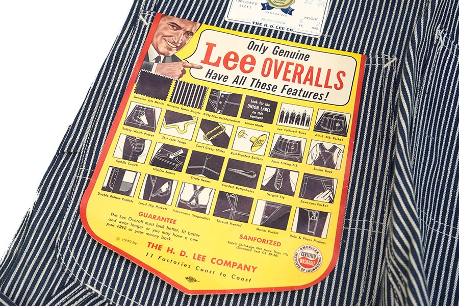 50's～ Lee 98SB ヒッコリーオーバーオール 表記(W32 L34) NOS