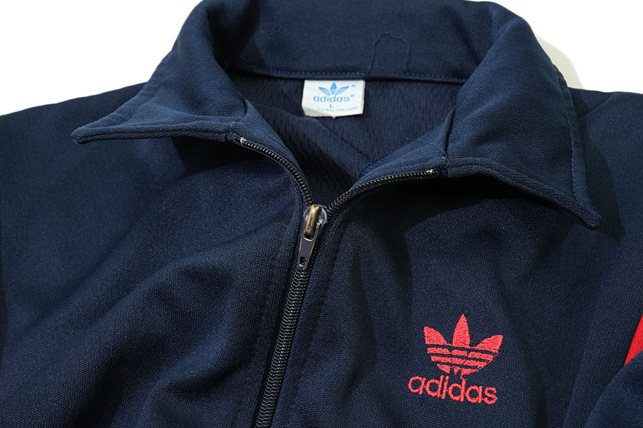 80's adidas トレフォイルロゴ トラックジャージ 紺x赤 表記(L) | SOLD