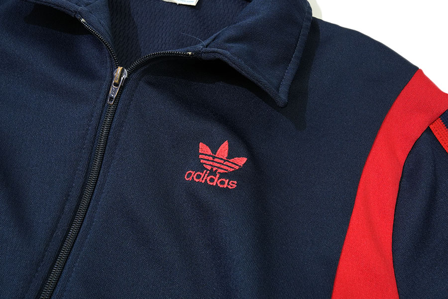 80's adidas トレフォイルロゴ トラックジャージ 紺x赤 表記(L) | SOLD