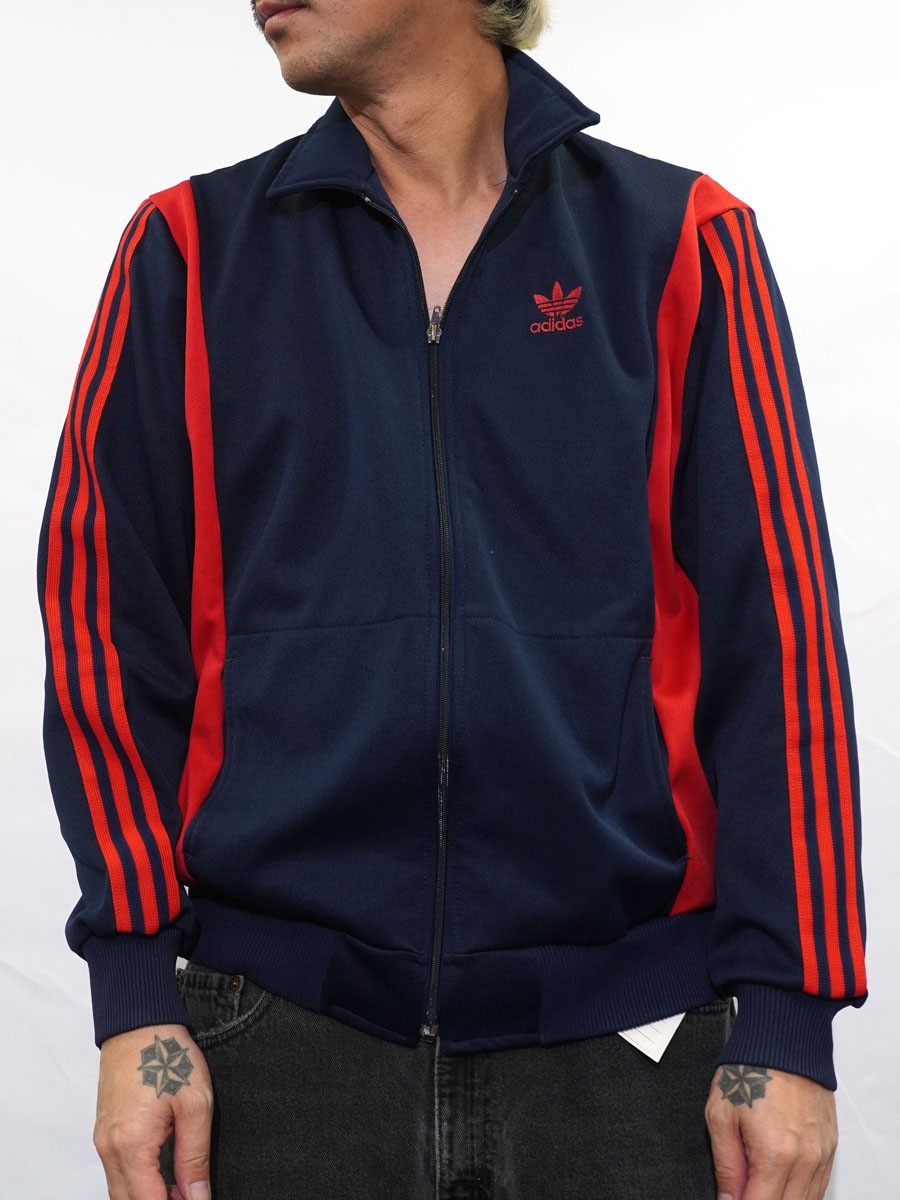 80's adidas トレフォイルロゴ トラックジャージ 紺x赤 表記(L) | SOLD