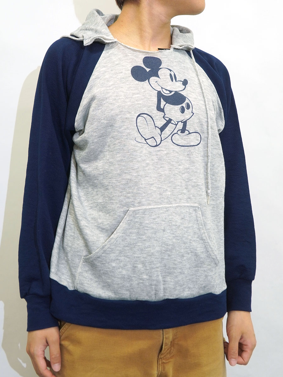 80's DISNEY ミッキー スウェットパーカー 2トーン 表記(XL)