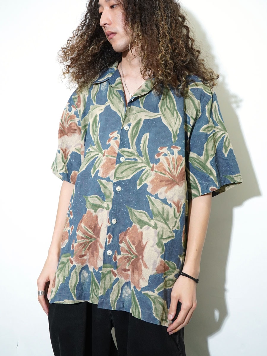 ラルフローレン VINTAGE CAMP シャツ Sサイズ ラルフローレン VINTAGE CAMP コットン×リネン S/Sシャツ 表記(L