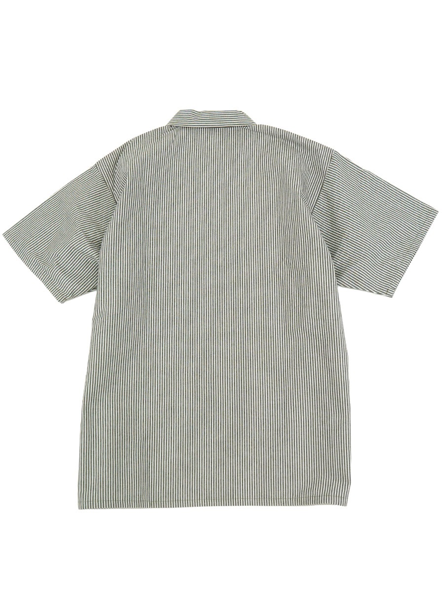 BEN DAVIS HALF ZIP S/S SHIRT GREEN STRIPE (SIZE. X LARGE) NOS