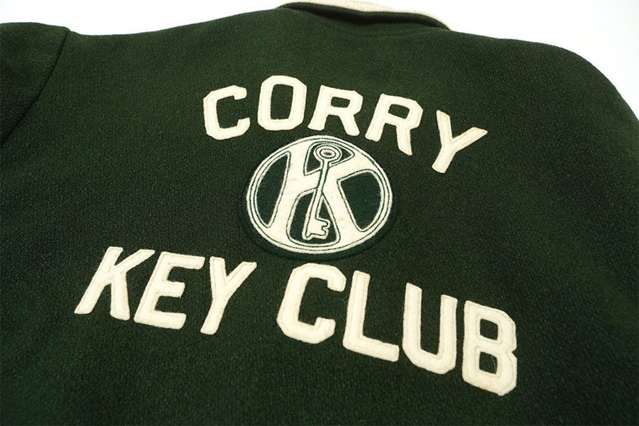 60's THE STANDARD PENNANT ''CORRY KEY CLUB'' 襟付き バーシティジャケット グリーン 実寸(M位）