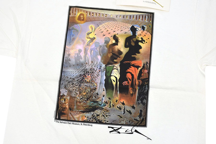 90's JERZEES サルバドール・ダリ ''幻覚剤的闘牛士'' アートTシャツ ホワイト 表記(L) USA製 DEAD