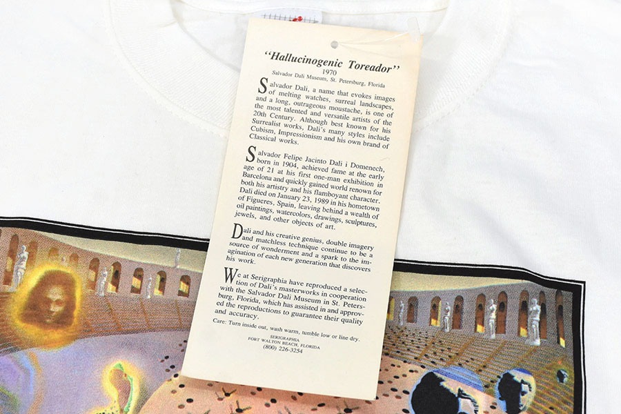 90's JERZEES サルバドール・ダリ ''幻覚剤的闘牛士'' アートTシャツ ホワイト 表記(L) USA製 DEAD
