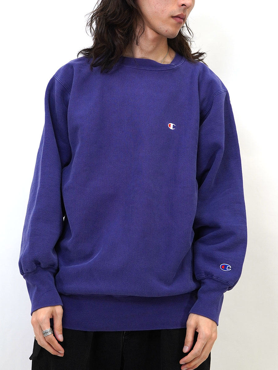 90's 刺繍タグ チャンピオンRW 無地 ミッドナイトブルー 表記(XL