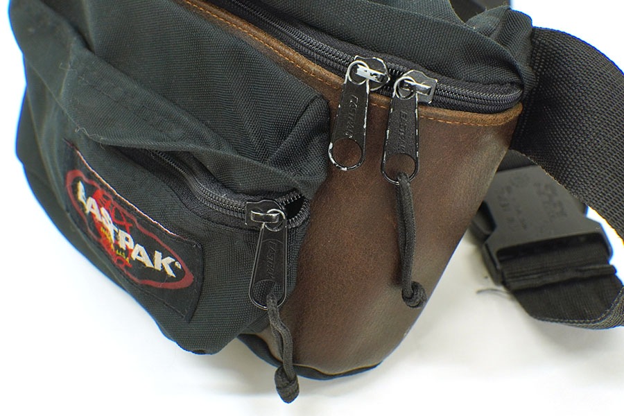 80's～ EASTPAK レザー切り替え ウエストポーチ ブラック USA製