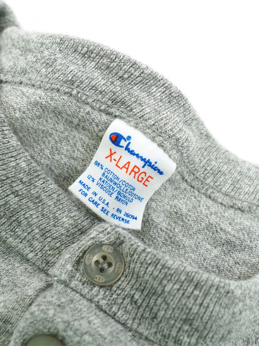 80's トリコタグ チャンピオン スクリプトロゴ 霜降り ヘンリーネックT