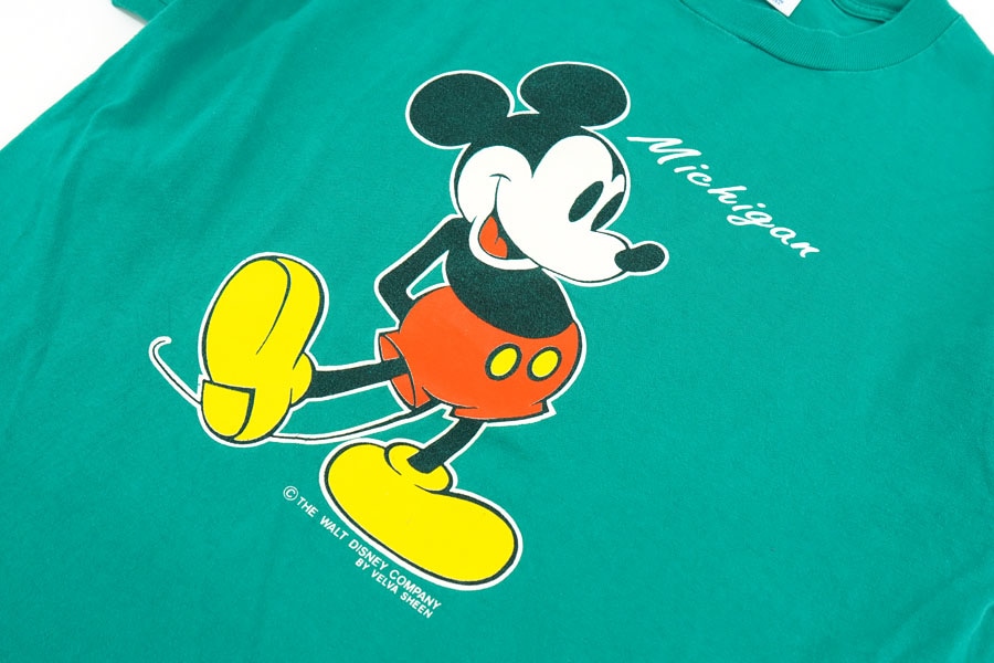 80's Velva Sheen ミッキーマウス ''MICHIGAN'' Tシャツ エメラルド