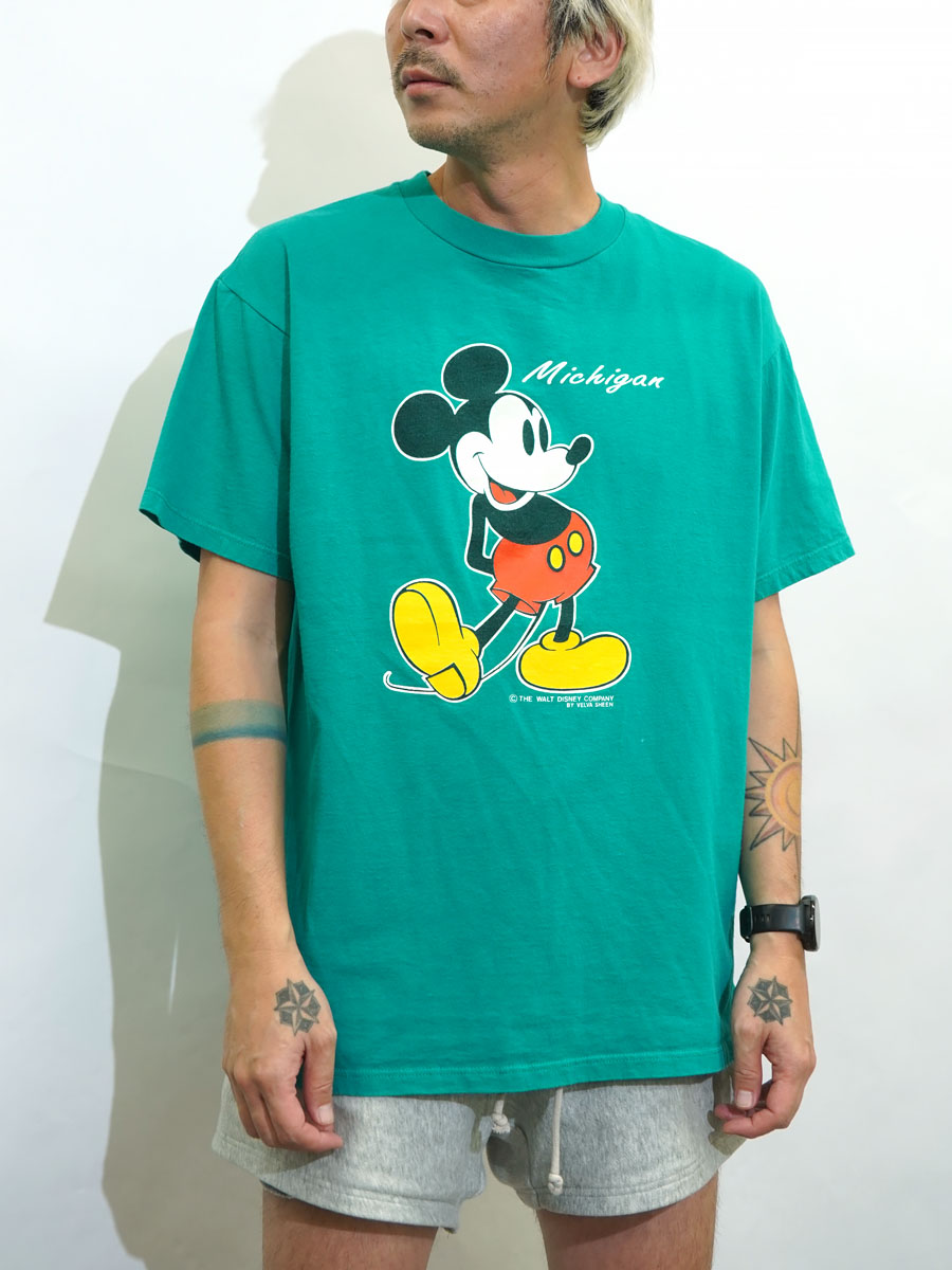 80's Velva Sheen ミッキーマウス ''MICHIGAN'' Tシャツ エメラルド