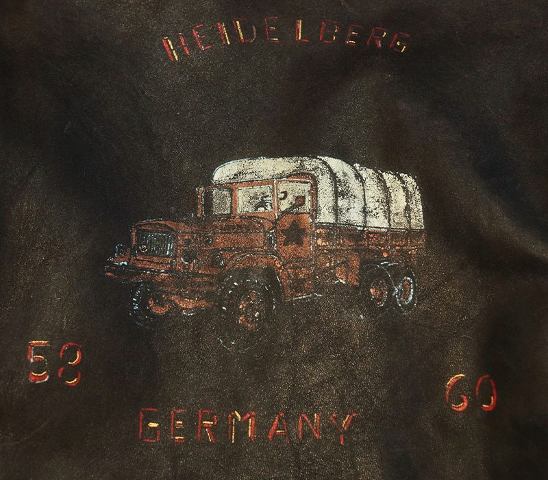 1940s LEATHER JACKET , SOUVENIR PAINT , Size 38