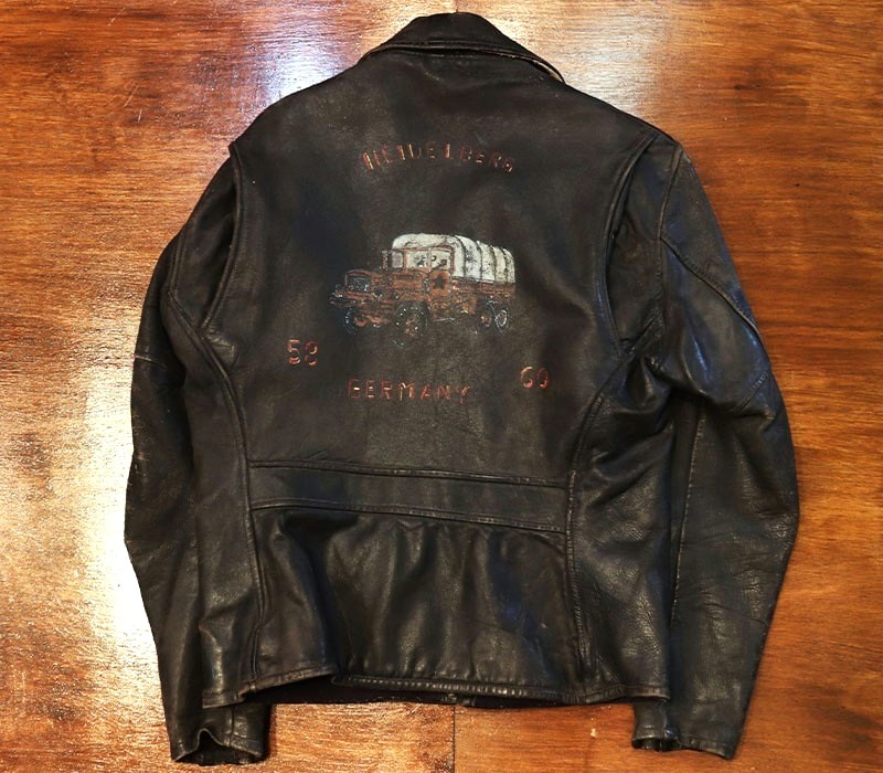 1940s LEATHER JACKET , SOUVENIR PAINT , Size 38