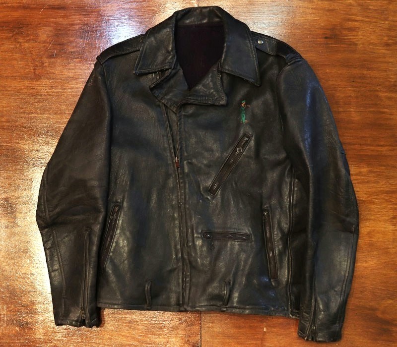 1940s LEATHER JACKET , SOUVENIR PAINT , Size 38