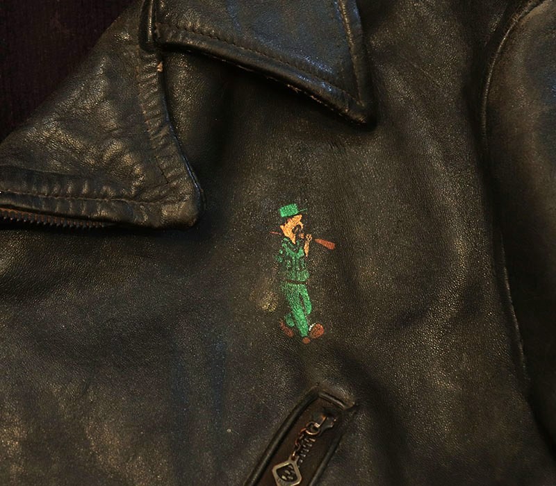 1940s LEATHER JACKET , SOUVENIR PAINT , Size 38
