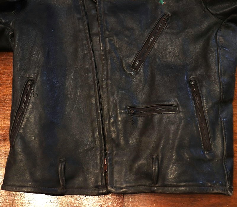 1940s LEATHER JACKET , SOUVENIR PAINT , Size 38