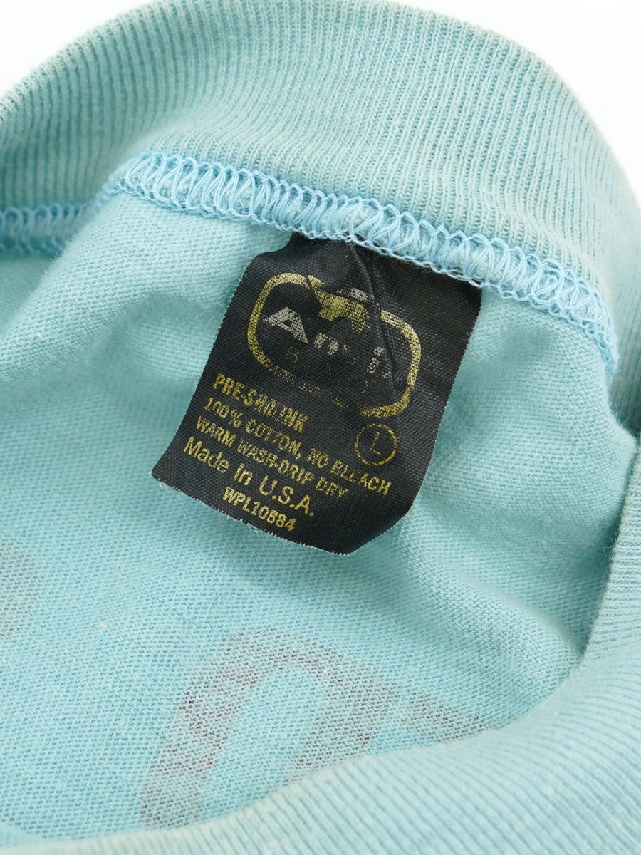 80's Anvil ''UNITED STATES AMATEUR SURFING CHAMPIONSHIPS '81'' 両面プリント ポケットTシャツ ライトブルー 表記(L)