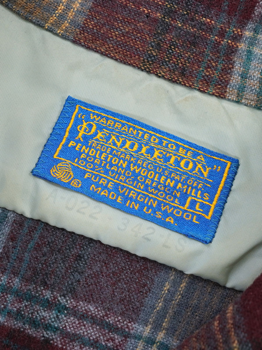 70's ペンドルトン エンジベース 好配色チェック柄 ボードシャツ 表記