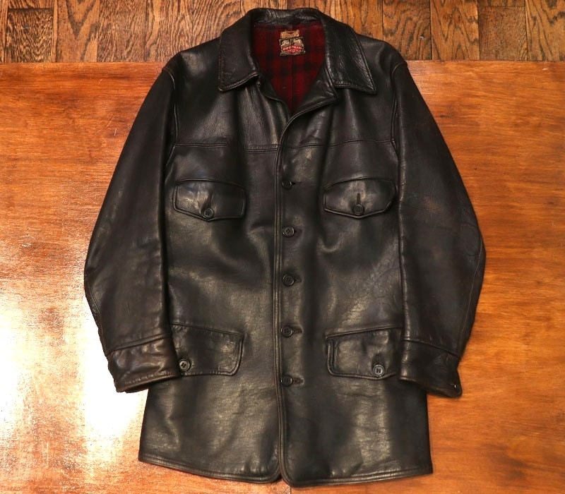 1930s LEATHER CAR COAT , Size 38