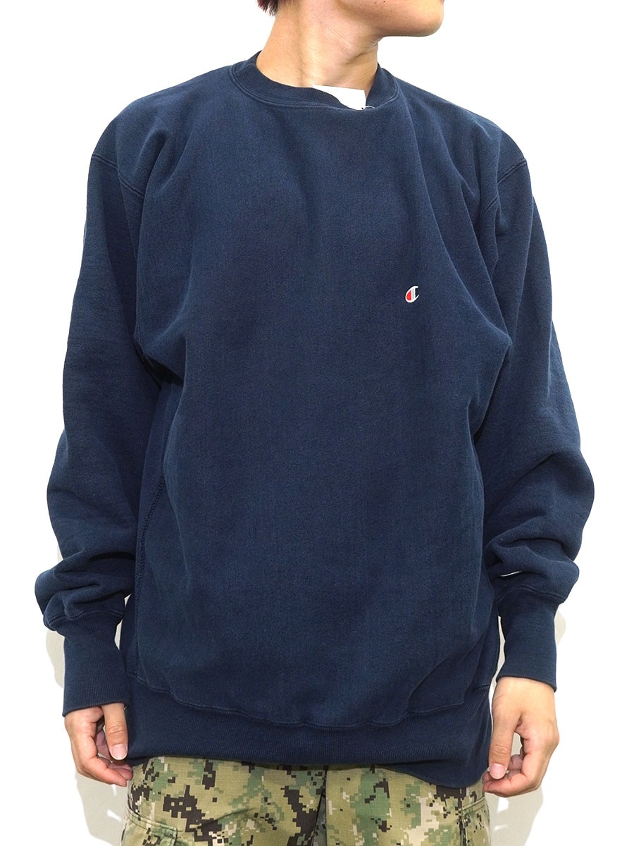 90'S CHAMPION REVERSE WEAVE CREW PLAIN NAVY (SIZE.XX LARGE) MADE