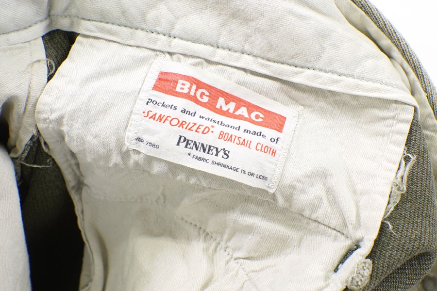 50's～ BIG MAC ウィップコードパンツ モスグリーン 実寸(35x31
