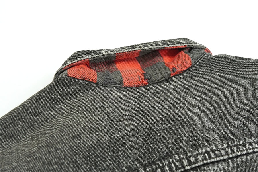 80's Levi's 70417 ブラックデニムジャケット 赤黒チェック ネル