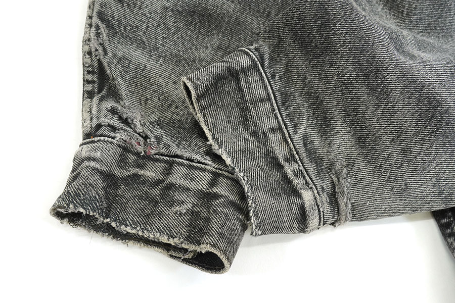 80's Levi's 70417 ブラックデニムジャケット 赤黒チェック ネルライナー 表記(M) USA製