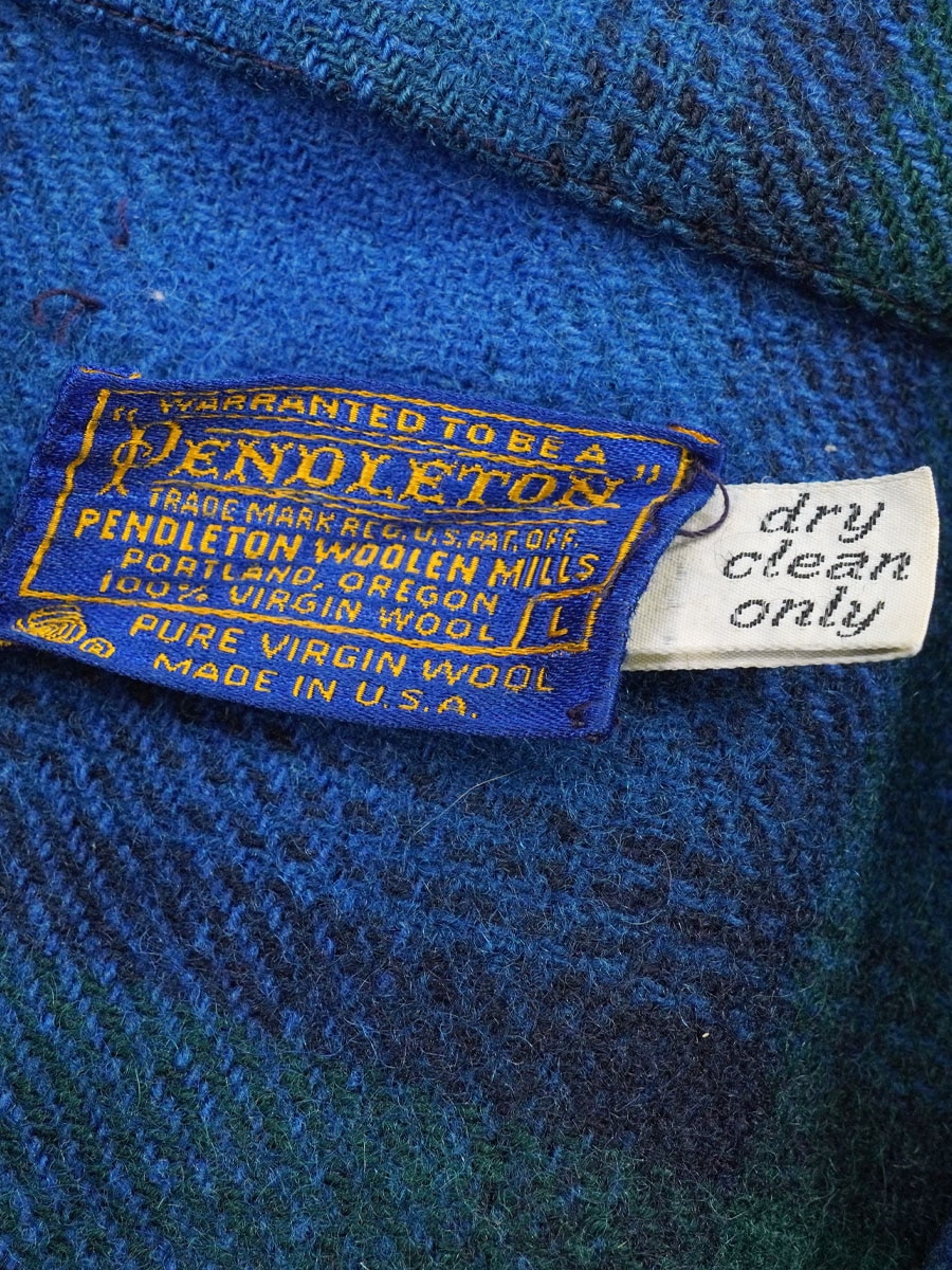 70's Pendleton ペンドルトン 青黒チェック リバーシブルジャケット ビンテージ】【Pendleton】【ペンドルトン】【青×黒チェック