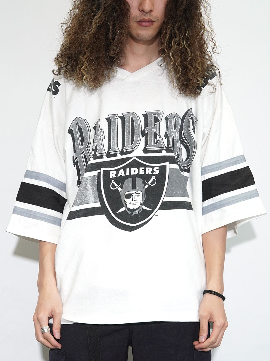 90's TEAM RATED ''RAIDERS'' 袖ライン切り替え フットボールT