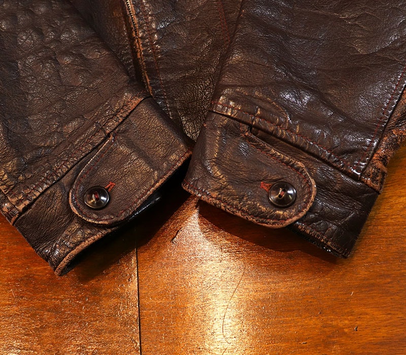 1940s LEATHER JACKET , BALL CHAIN x2 , Size 42