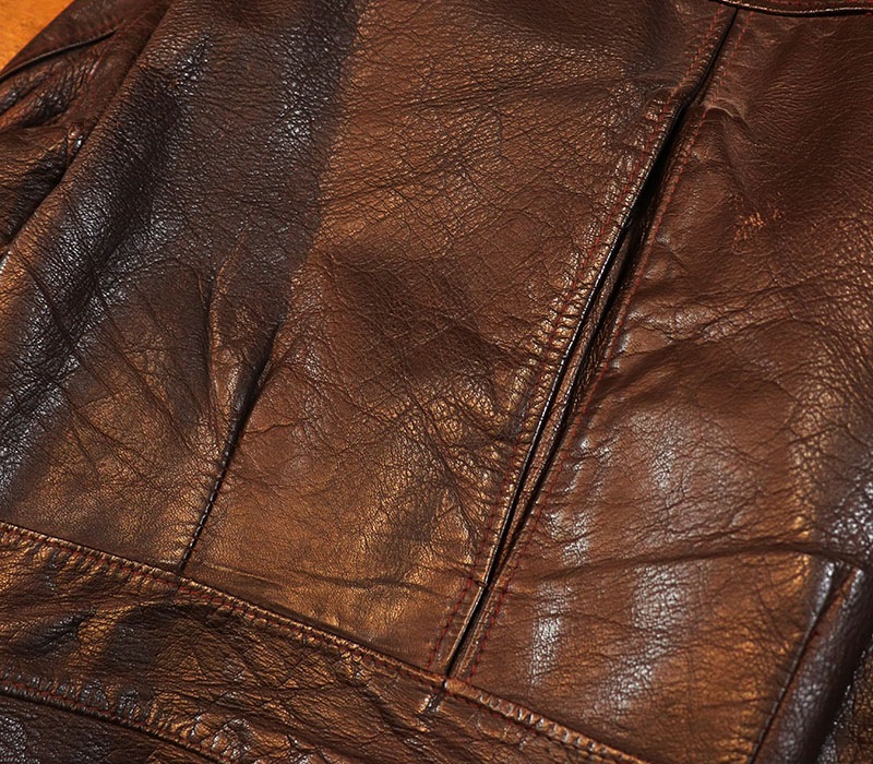 1940s LEATHER JACKET , BALL CHAIN x2 , Size 42